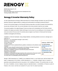 Renogy X Hybrid Inverter Warranty Policy